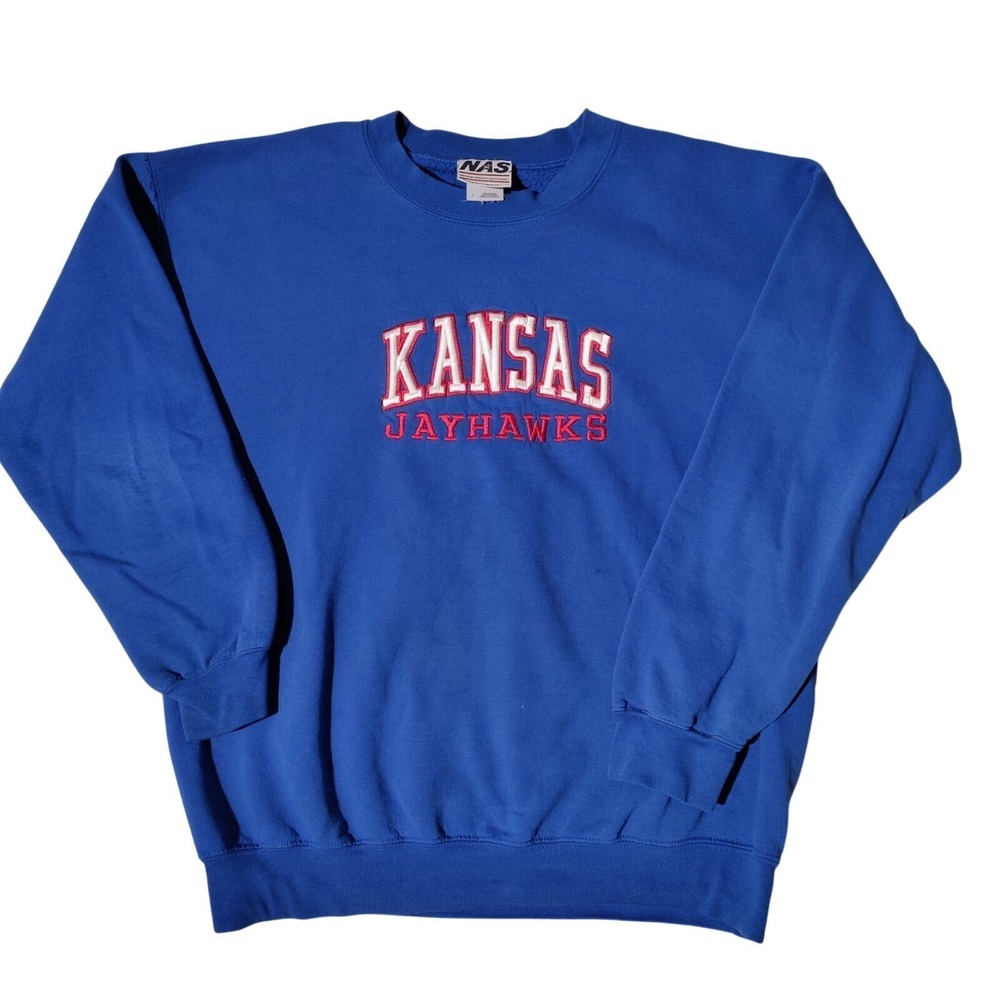 Kansas Jayhawks Sweatshirt  L Blue NAS National Athletic Sportswear - Imperfect